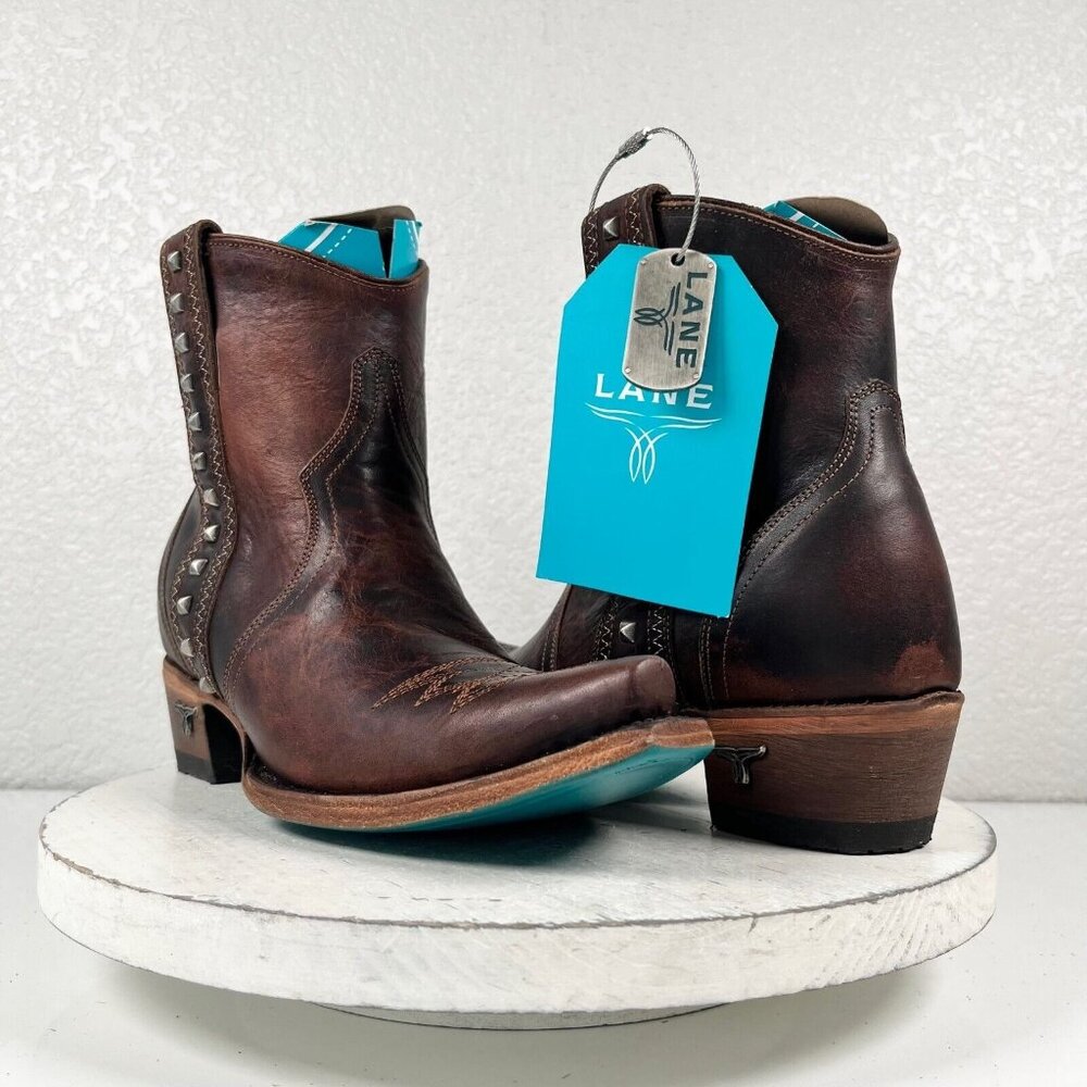 Lane Women’s Brown Leather Western Ankle Booties